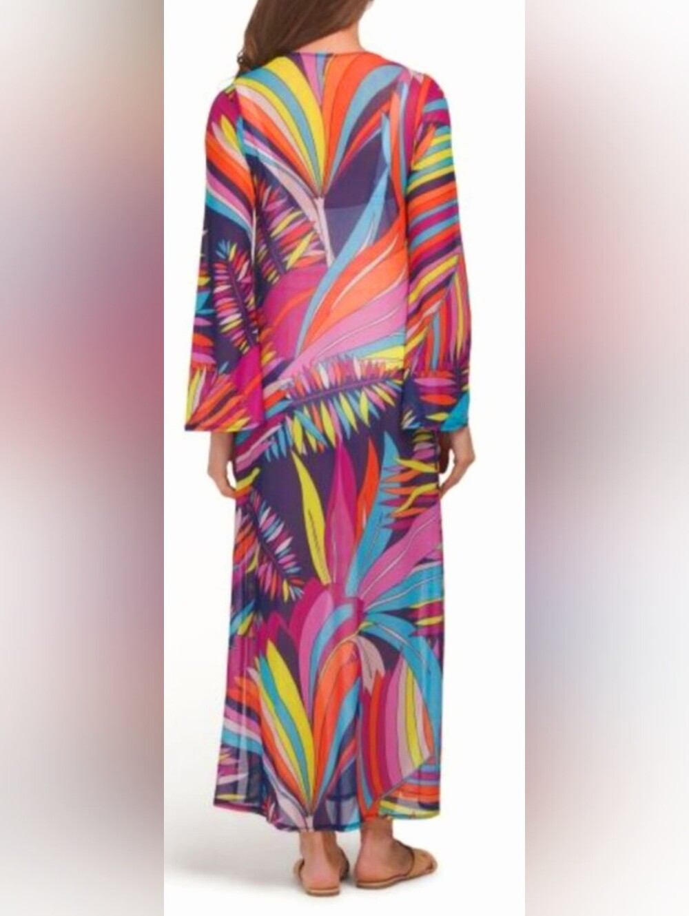 Trina Turk Maxi Sheer V-Neck Beach Dress in Multicolor NEW W TAG $178 Small - Picture 13 of 16
